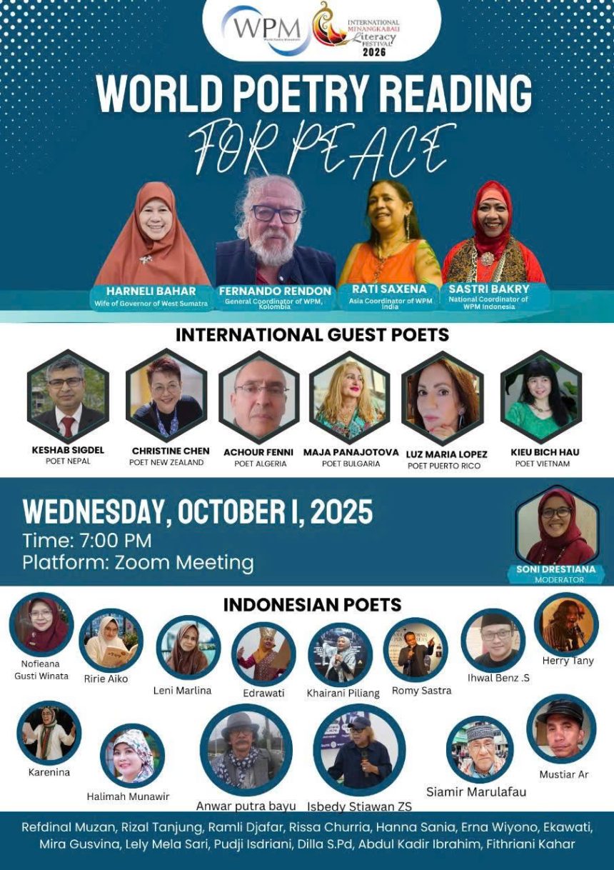Poster của chương trình Đọc thơ Quốc tế vì Hòa bình 01.10.2025