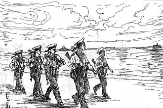 Tuần tra trên đảo Trường Sa lớn ( ký hoạ của HS Lê Chương- Sơn La)